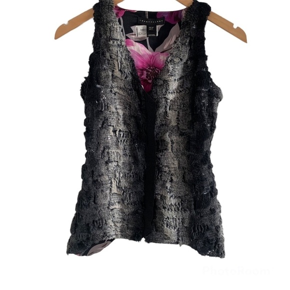Twenty Cluny Women Multi color novelty mix fur & sequin Vest sweater size 2 Vtg - Picture 1 of 9